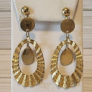 E2 Gold-tone Clip-on Dangle Earrings